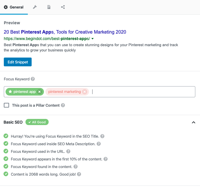 Rank Math On-Page SEO Analysis