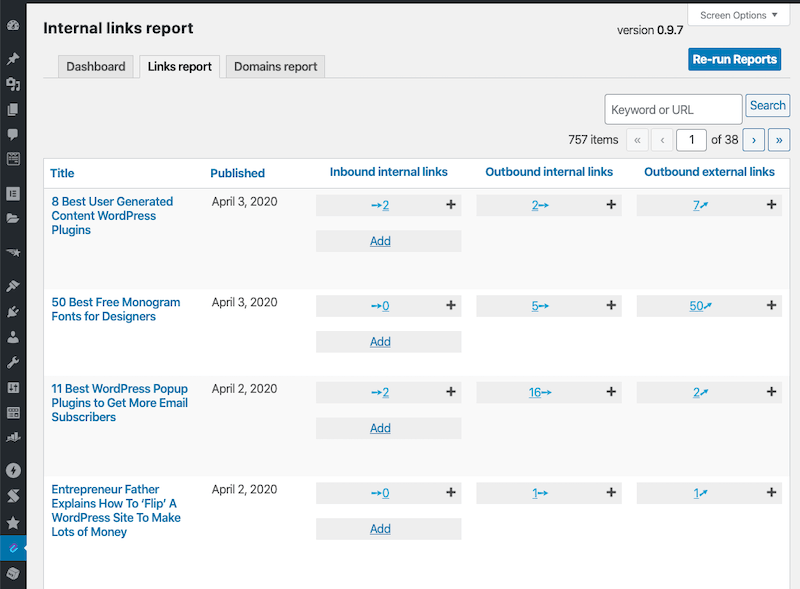 Links Report Detail Links Report Detail