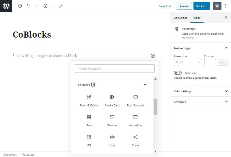 CoBlocks plugin