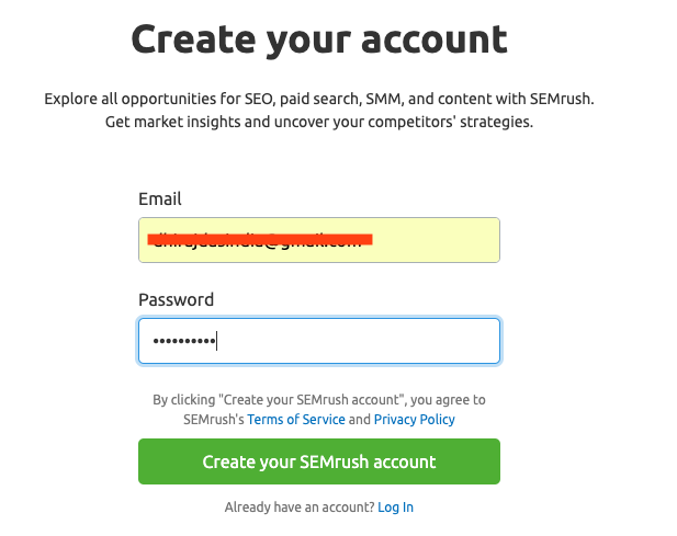 Create Your SEMrush Account