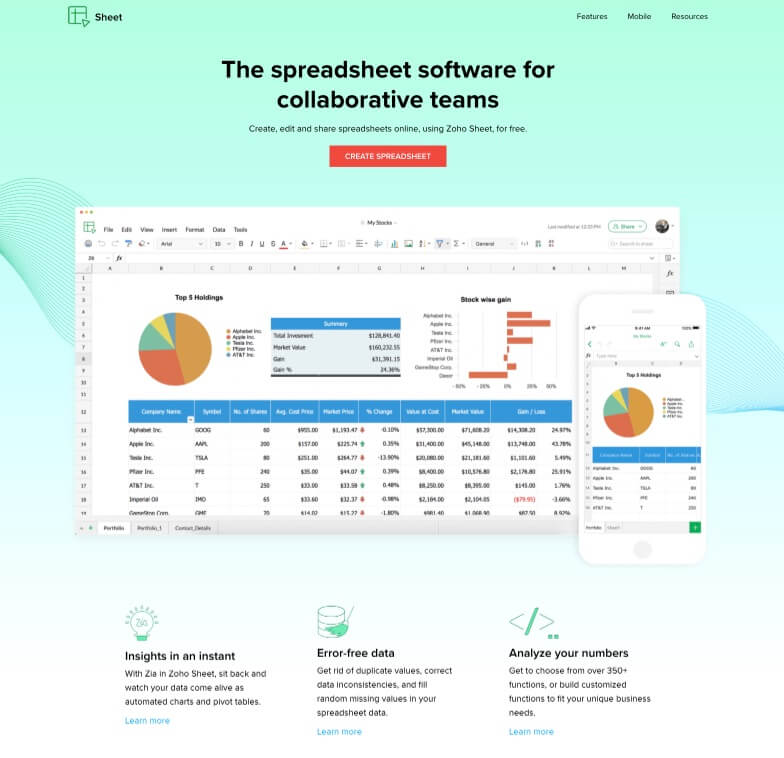 Zoho Sheets