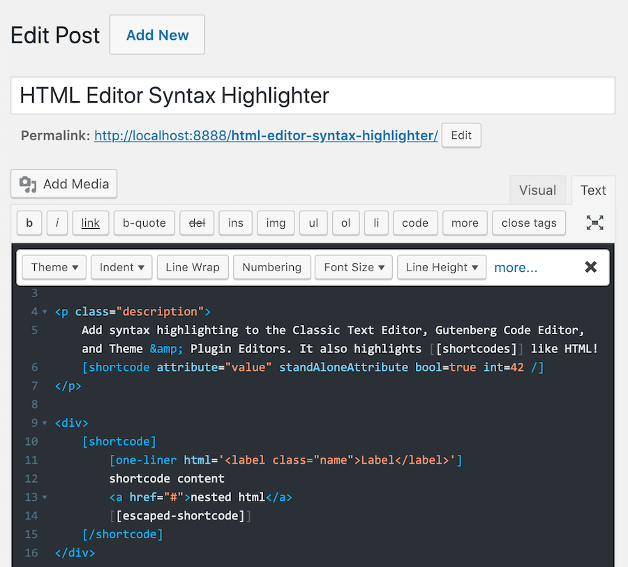 HTML Editor Syntax Highlighter