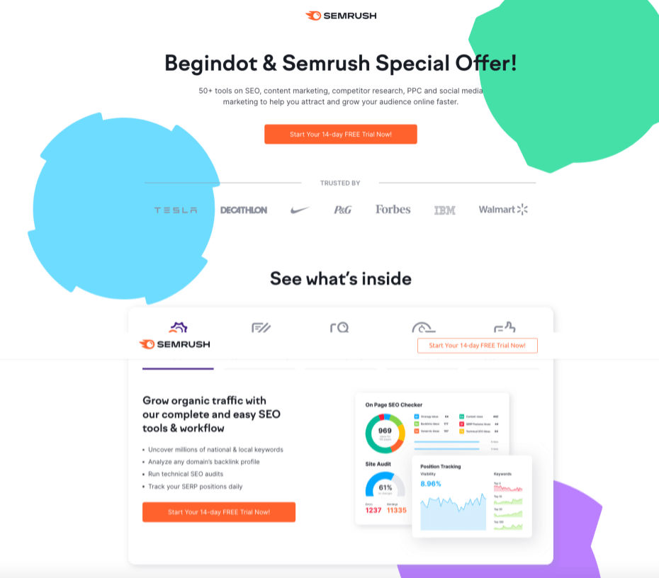 SEMrush Begindot Offer SEMrush BeginDot Offer