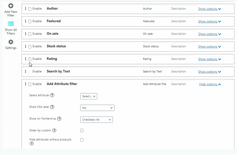 WooCommerce Product Filter Types