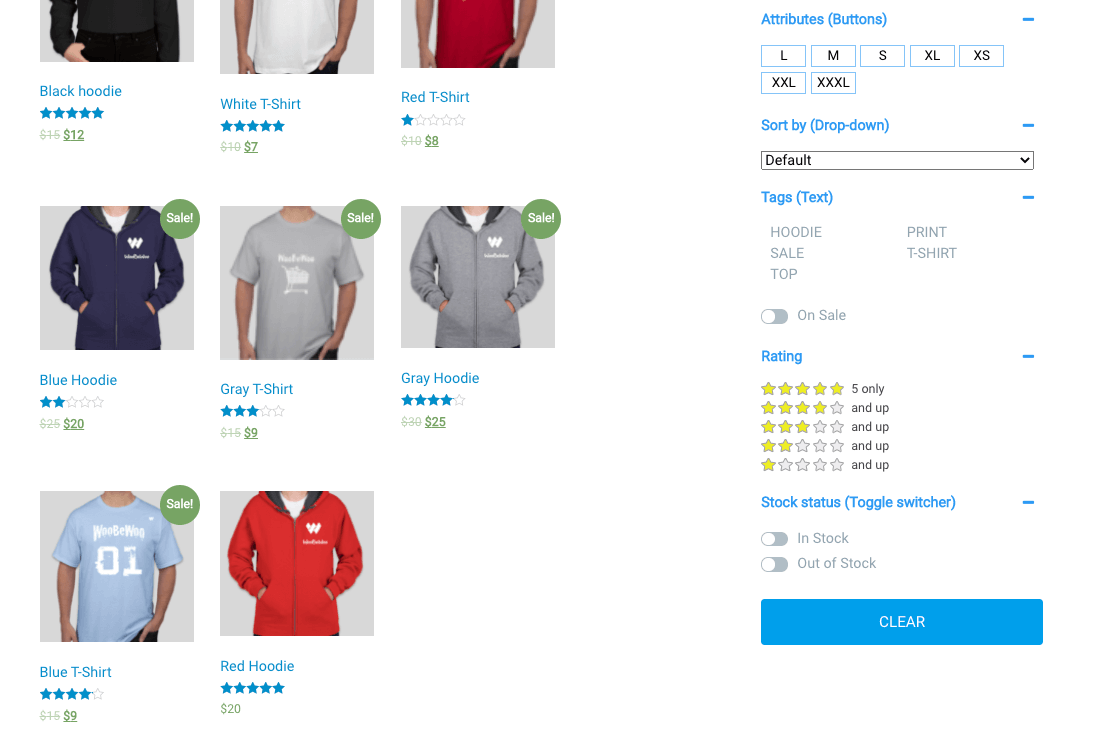 WooCommerce Product Filter by WooBeWoo Demo Options