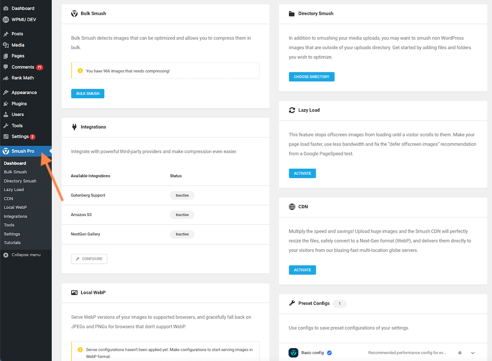 Smush Pro Settings