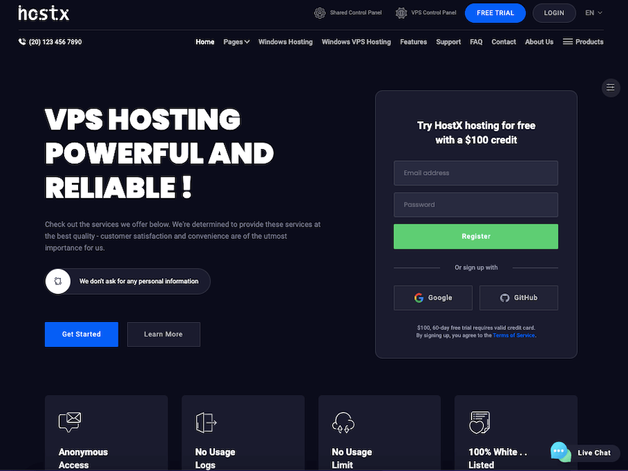 HostX Hosting Template