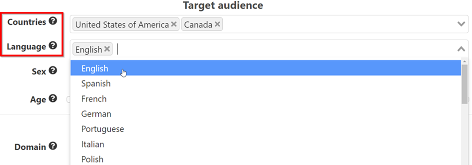 language of the ad language of the ad