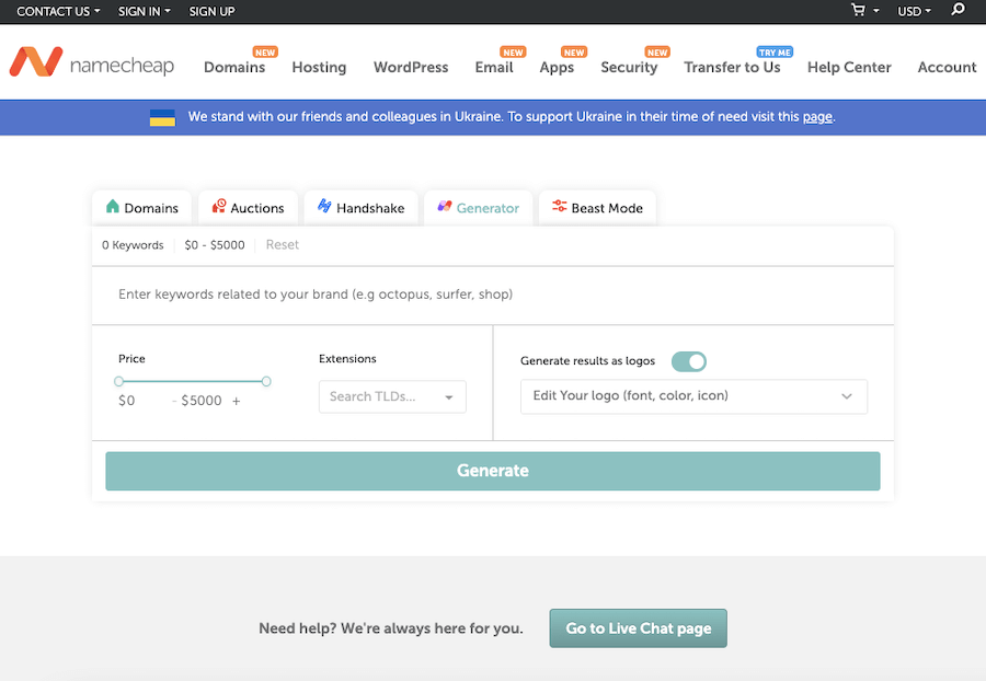 NameCheap Domain Generator