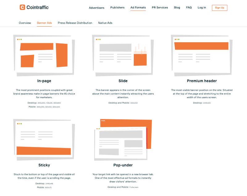 Cointraffic Banner Ad Placements