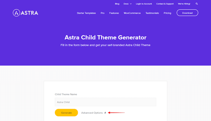 Astra Child Theme Generator