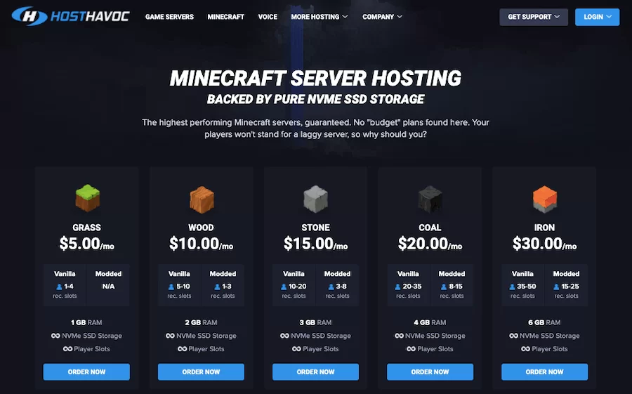 HostHavoc-MINECRAFT-SERVER-Pricing