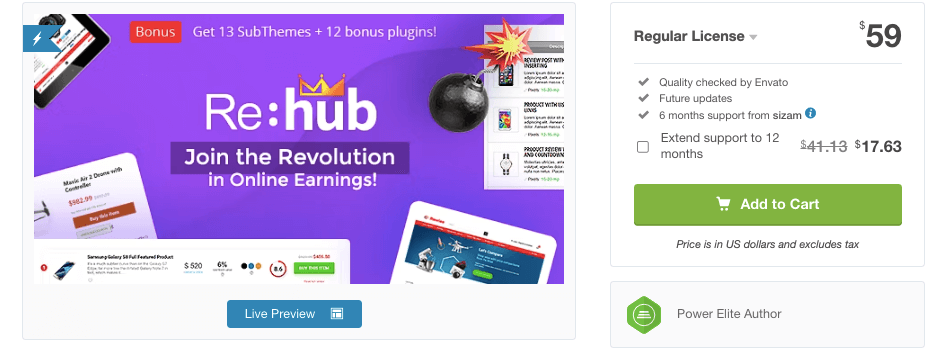 REHub Theme Pricing