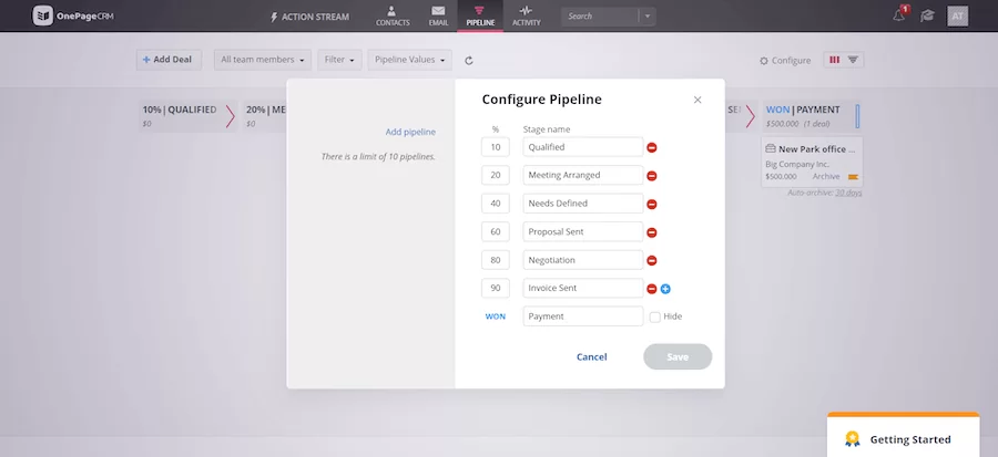 OnePageCRM-Customize-Your-Pipeline